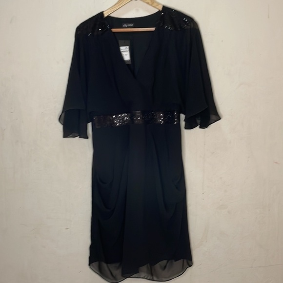 CITY CHIC Sequin Wrap Dress - Black Size 14 NWT - Picture 6 of 13